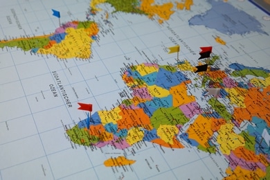Carte du monde symbolisant la diversification géographique